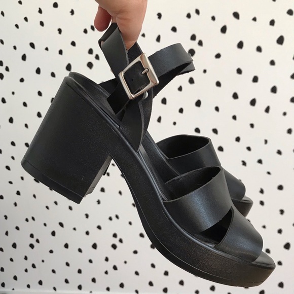Topshop Black Platform Sandals